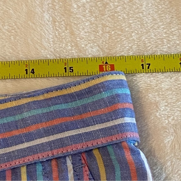 TALBOTS / Tie Waist Shorts Sunshine Stripes Linen/Cotton Blend Size 8P - Picture 7 of 9